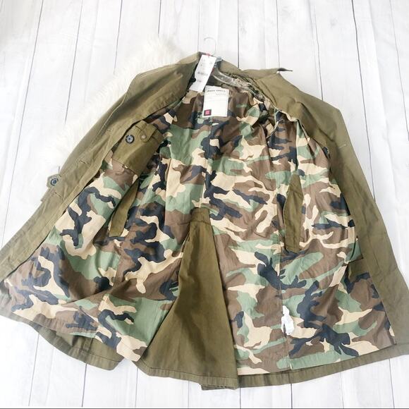Zara Surplus Military Style Khaki Trench Coat Woman - Small NEW Army Green - Picture 6 of 6